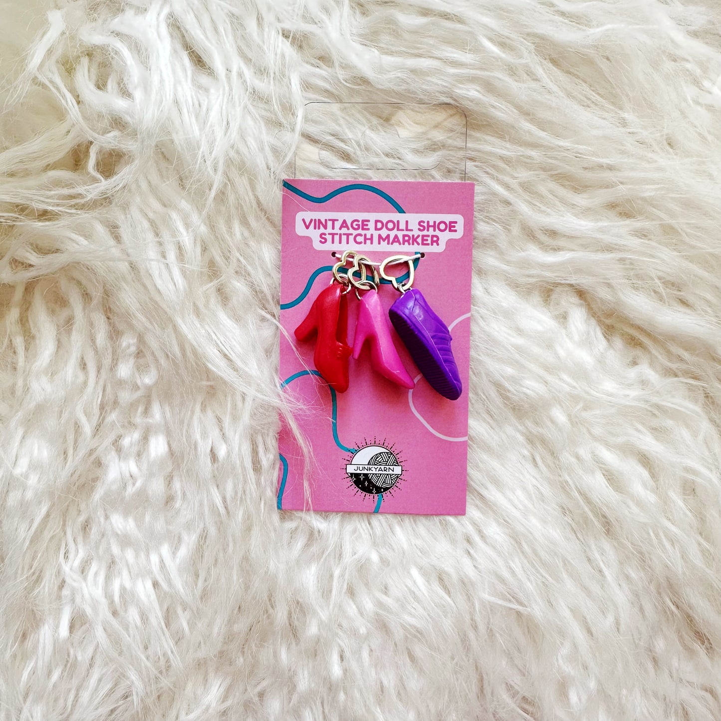 Vintage Barbie Shoe Stitch Markers w/ Heart Ring - Sets of 3 - Ready to Ship