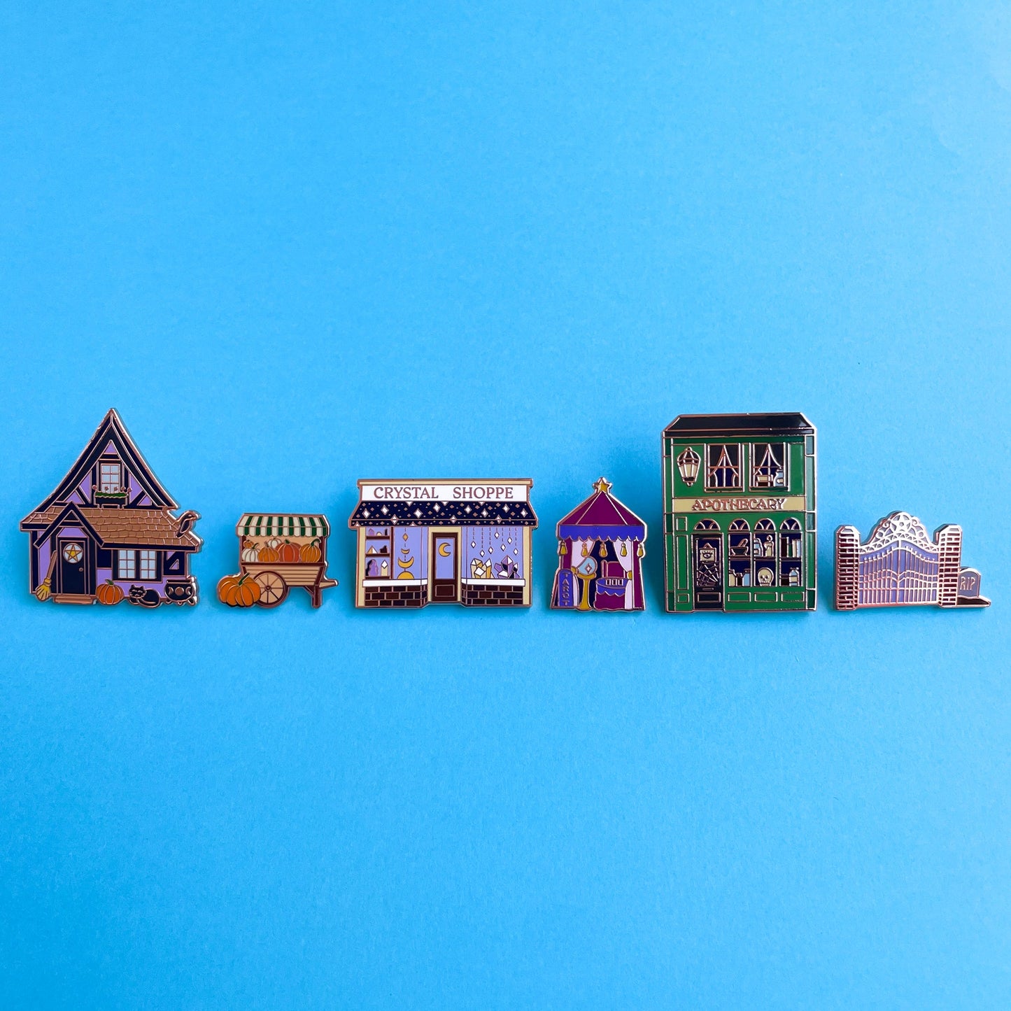 Magical Town Square Enamel Pin Full Set